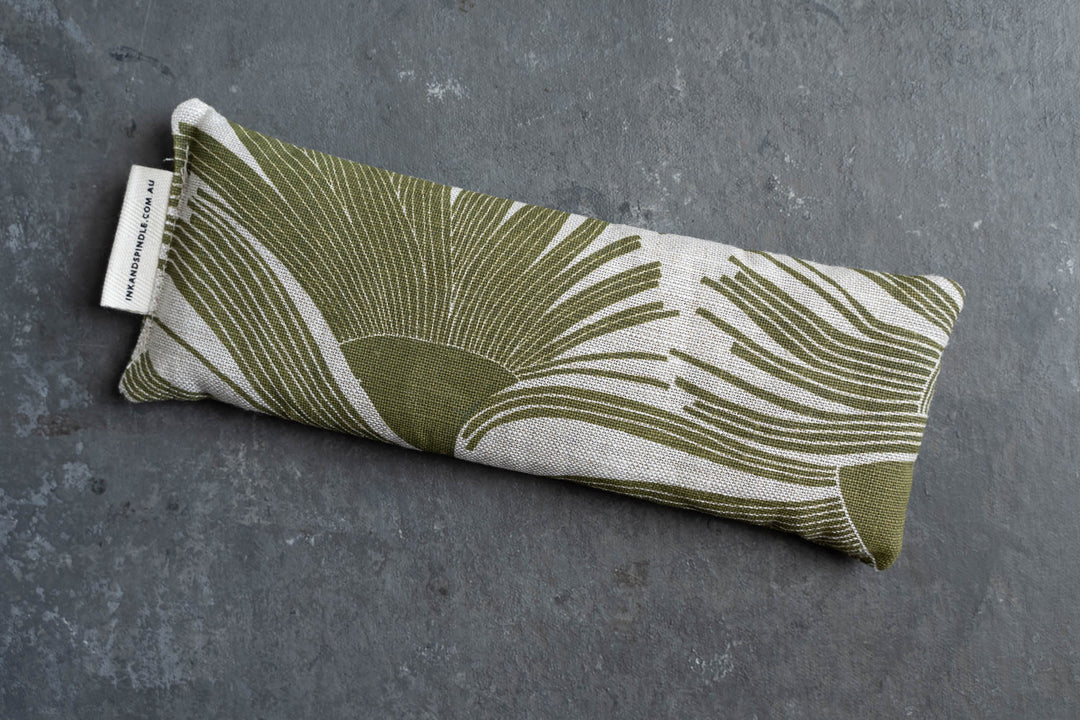 hand screen printed linen textile – gumflower design – australian made