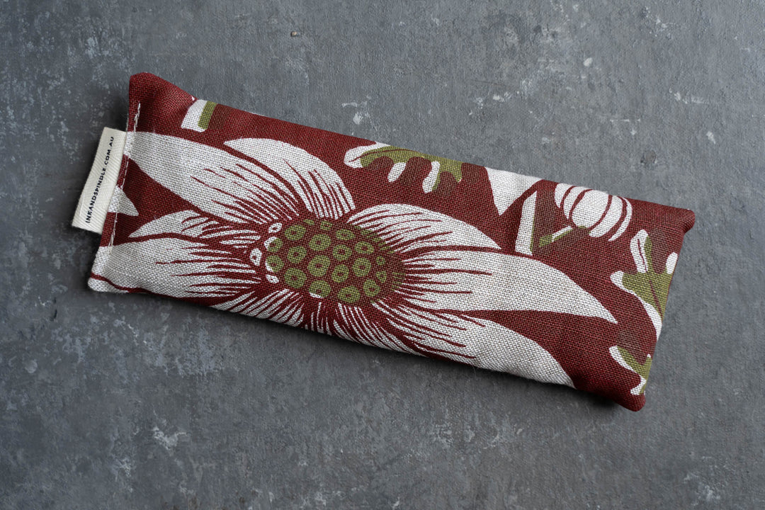 hand screen printed linen textile – flannel-flower design – australian made