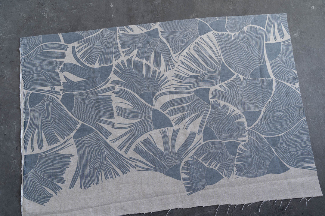 hand screen printed linen remnant – gumflower design – australian made