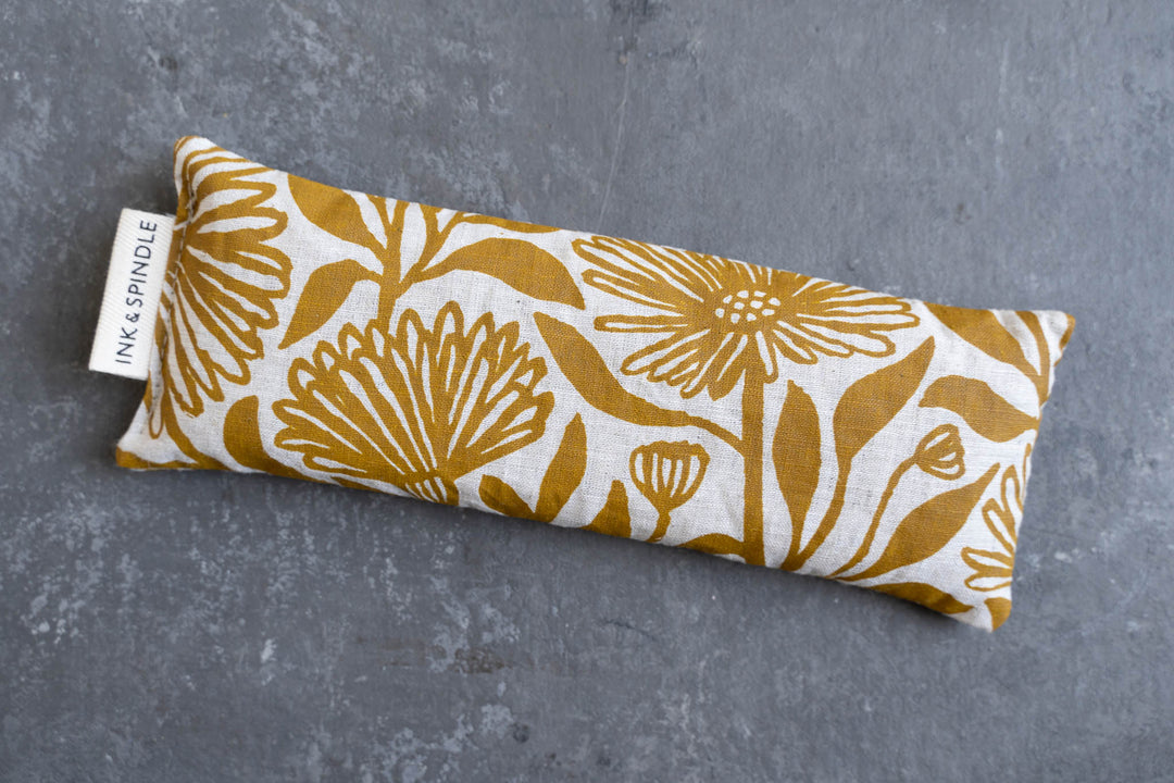 hand screen printed linen textile – native-daisy design – australian made