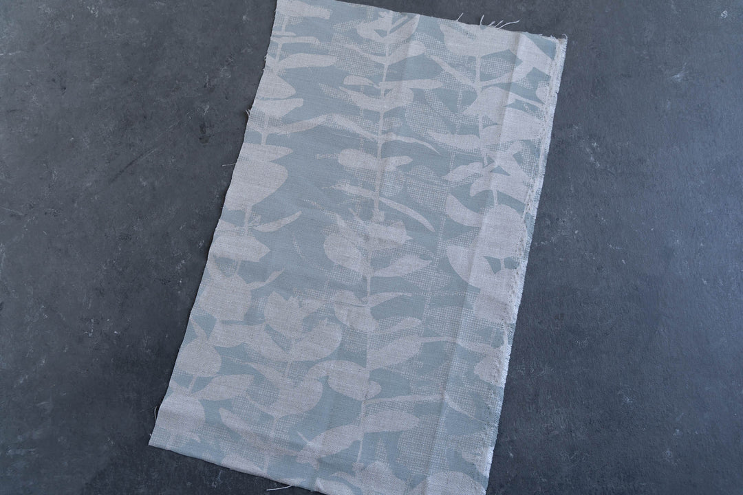 hand screen printed linen remnant – eucalyptus design – australian made