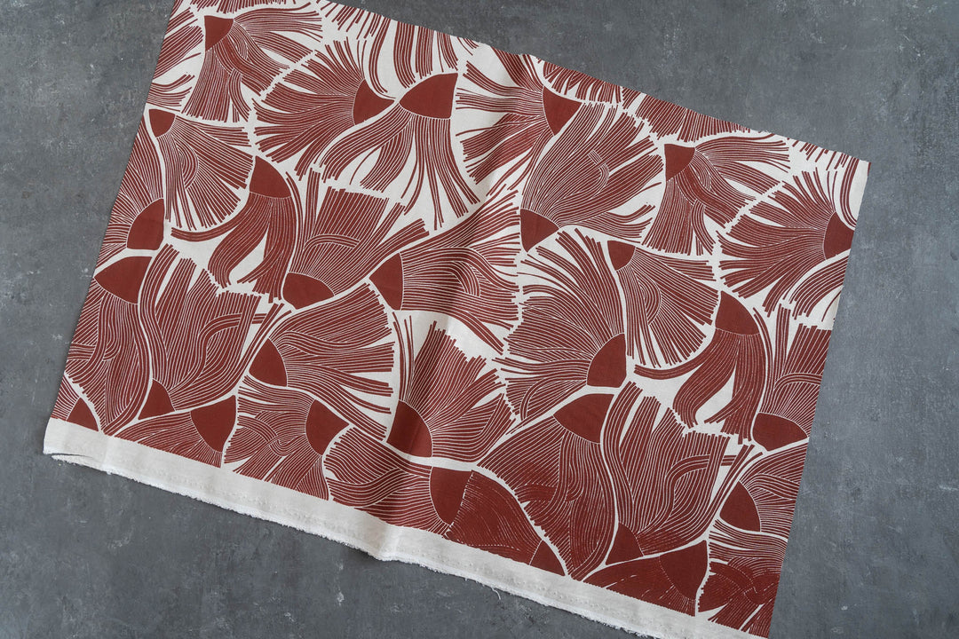 hand screen printed linen remnant – gumflower design – australian made