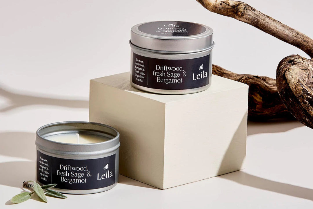 hand screen printed linen candles – australian made