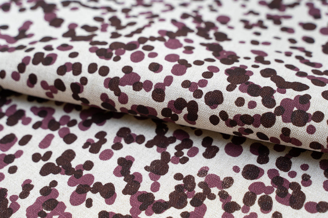 hand screen printed linen yardage – spotted-quoll design – australian made