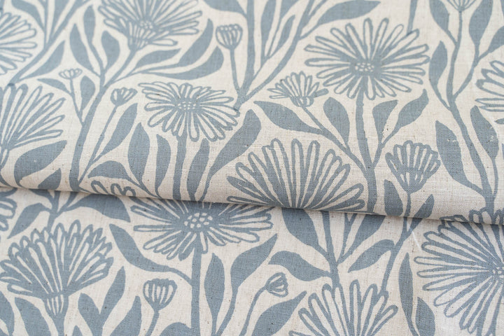 hand screen printed linen yardage – native-daisy design – australian made