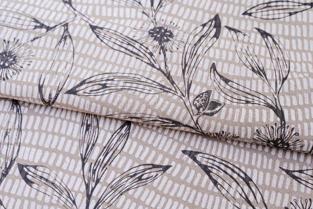 hand screen printed linen yardage – hakea design – australian made