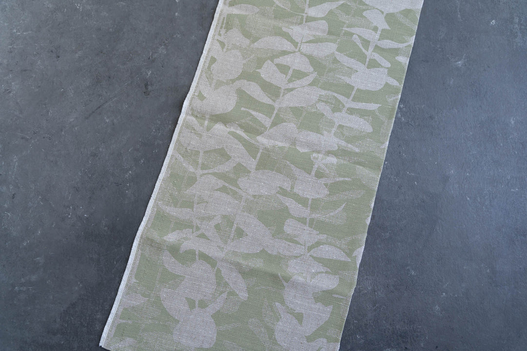 hand screen printed linen remnant – eucalyptus design – australian made
