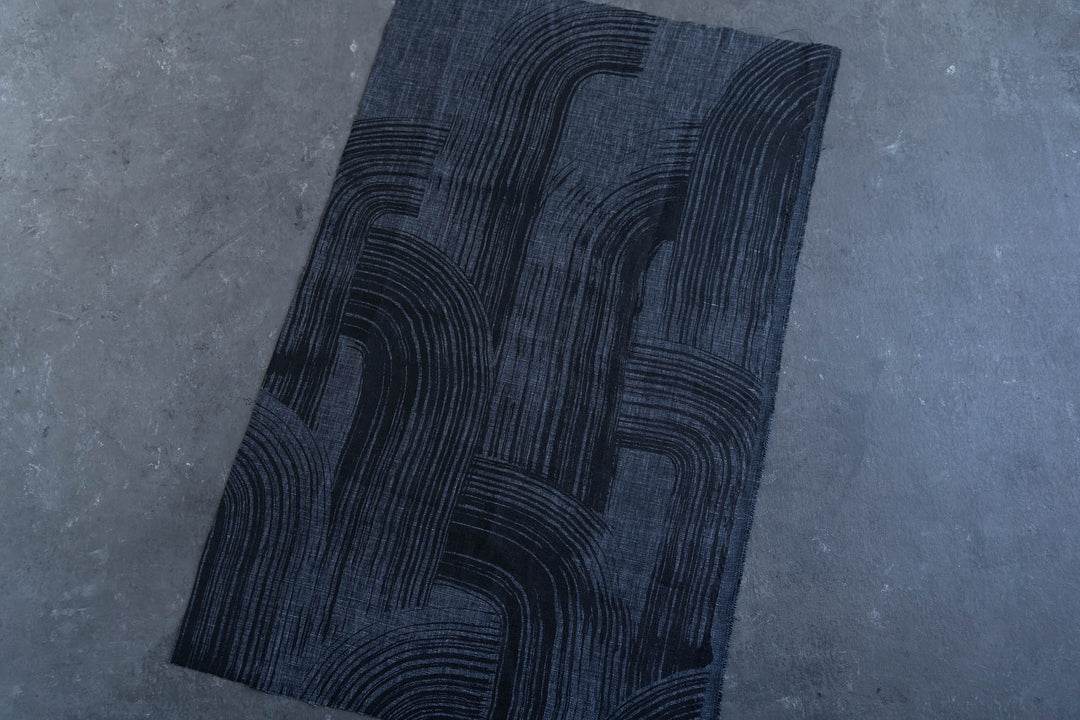 hand screen printed linen remnant – brushstroke design – australian made