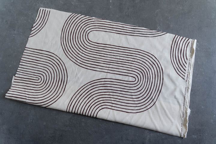hand screen printed linen remnant – riverbend design – australian made