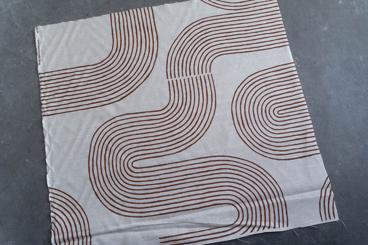 hand screen printed linen remnant – riverbend design – australian made