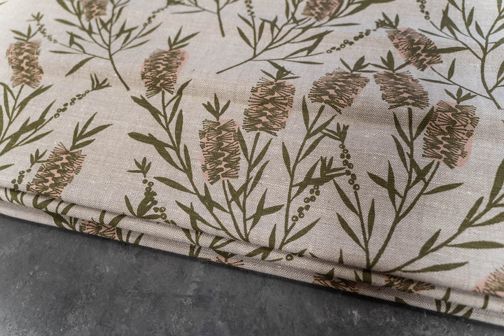 Discounted Roman Blind - Bottlebrush in Bushleaf & Riversalt