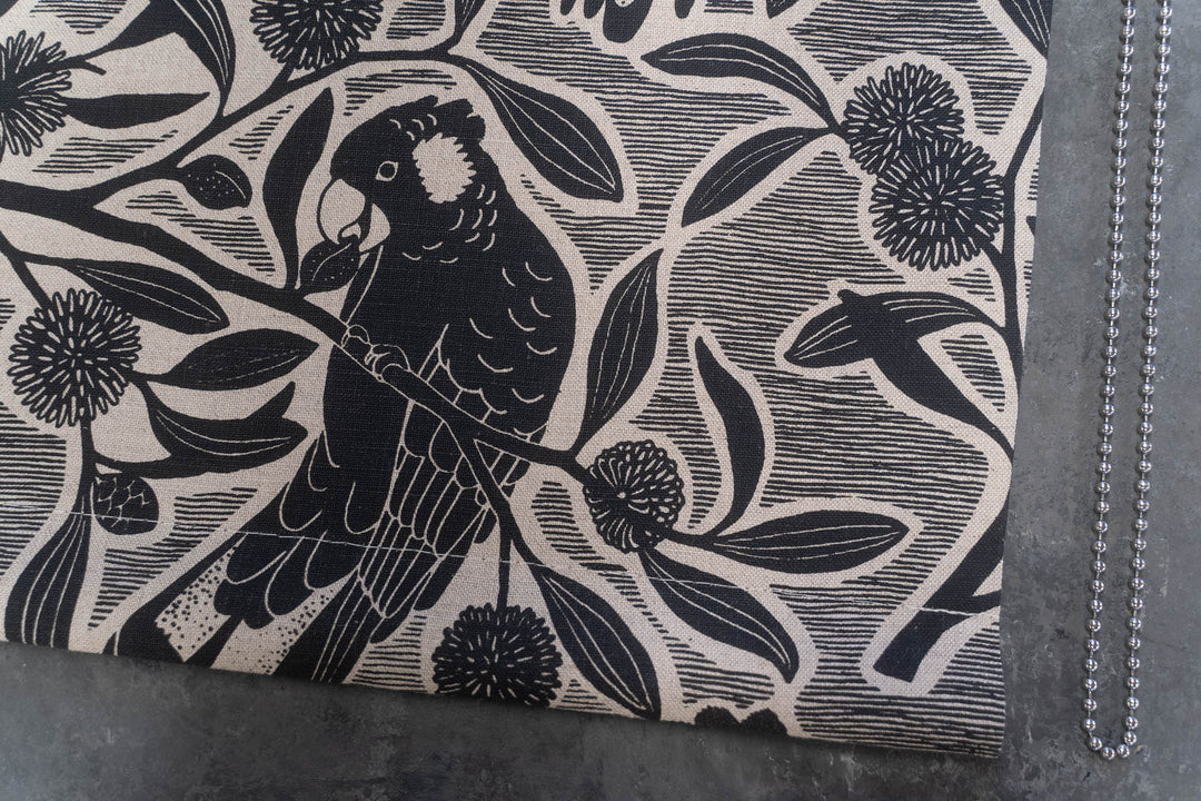 Discounted Roller Blind - Black Cockatoo in Coal