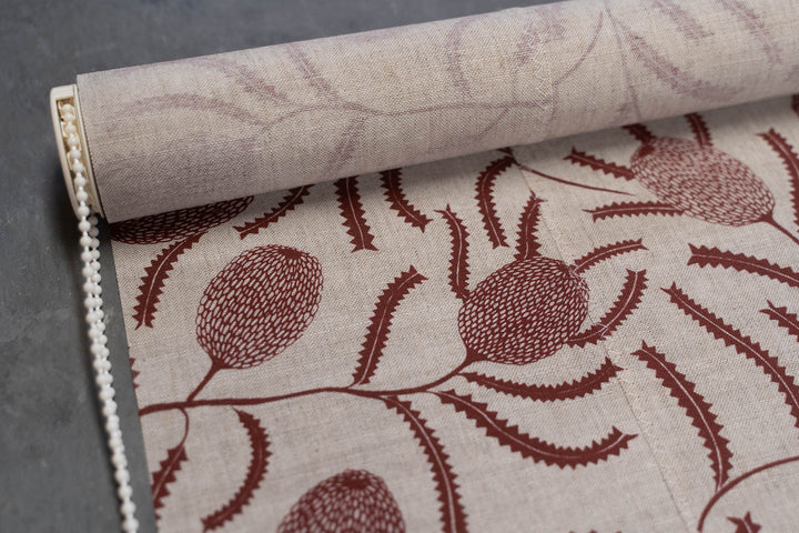 Discounted Roller Blind - Banskia in Deep Red