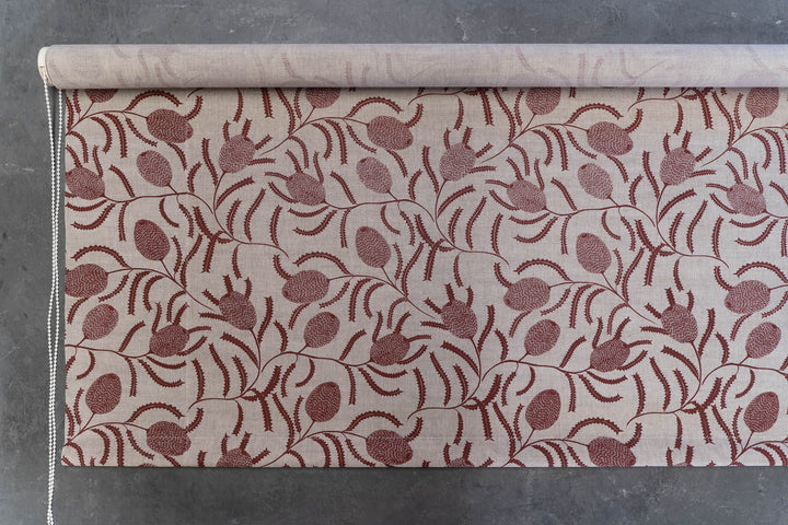 Discounted Roller Blind - Banskia in Deep Red