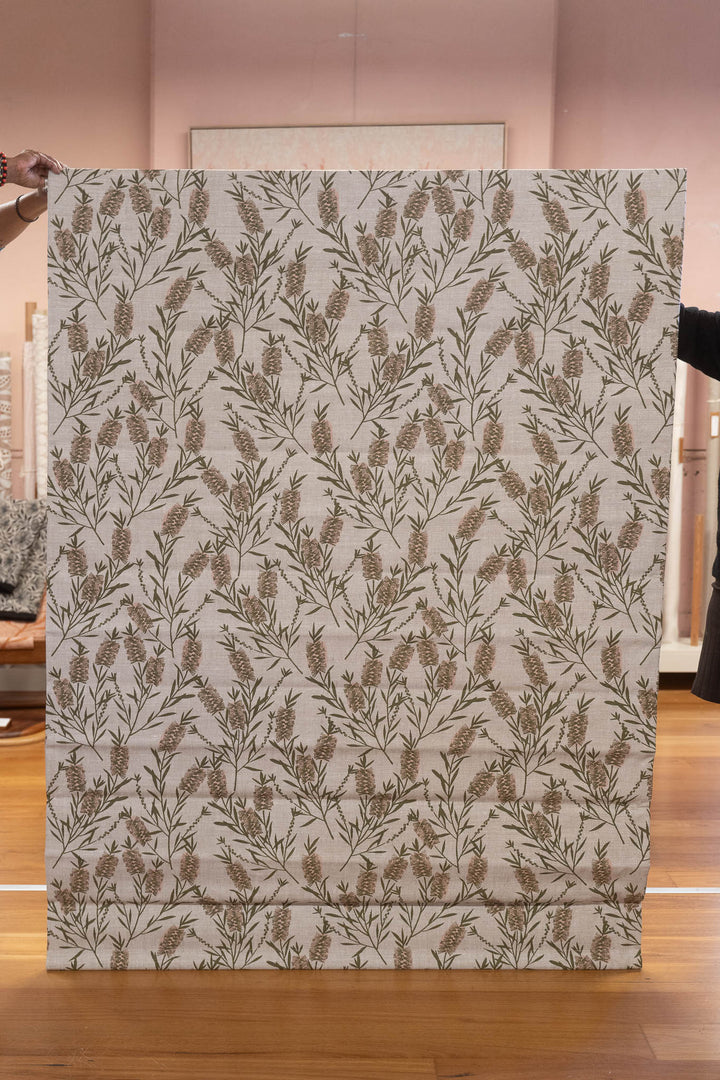 Discounted Roman Blind - Bottlebrush in Bushleaf & Riversalt