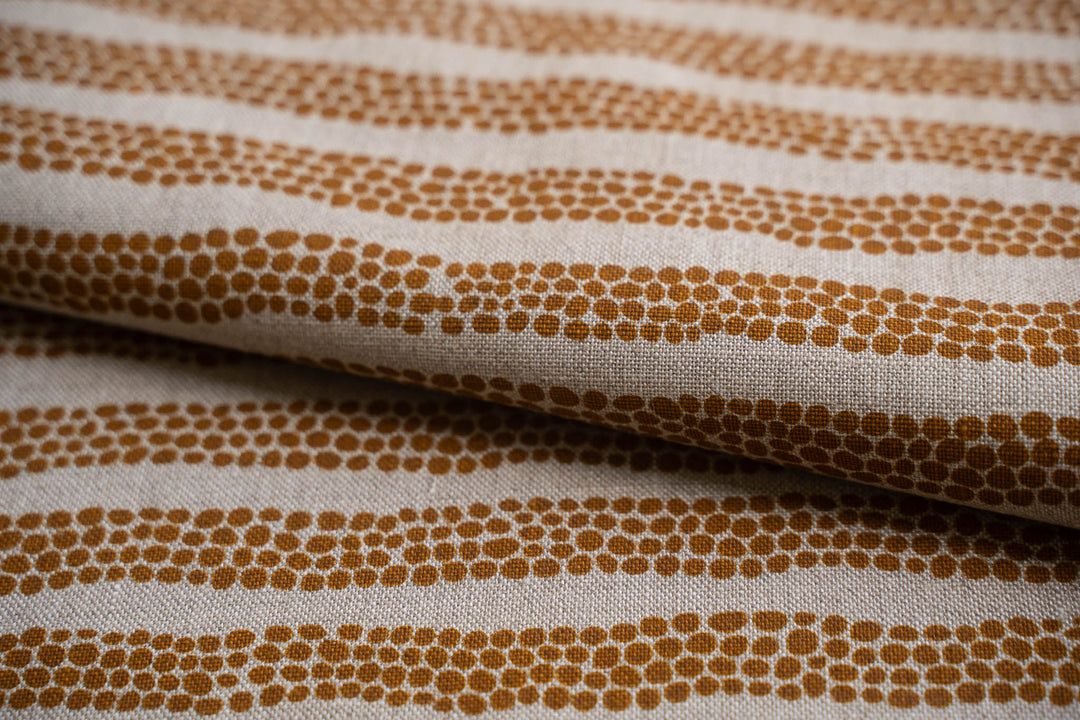 hand screen printed linen yardage – pebbles design – australian made