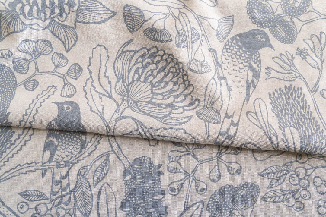 hand screen printed linen yardage – botanica design – australian made