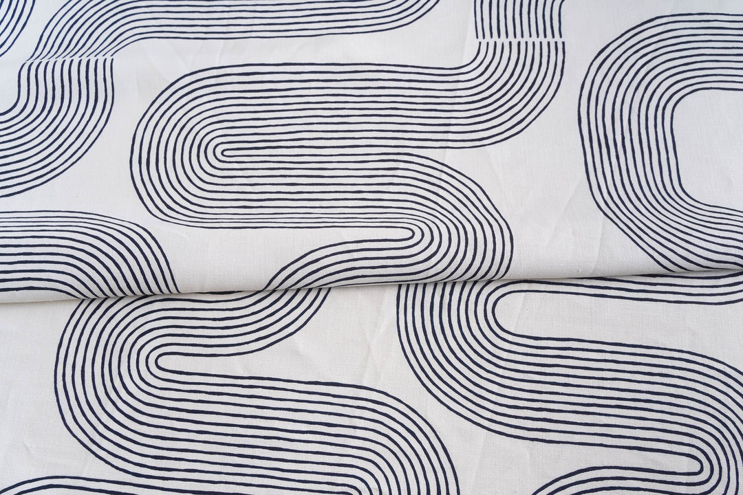 hand screen printed linen yardage – riverbend design – australian made