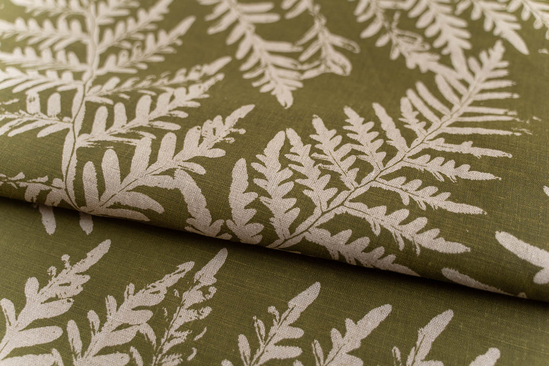 hand screen printed linen yardage – bracken design – australian made