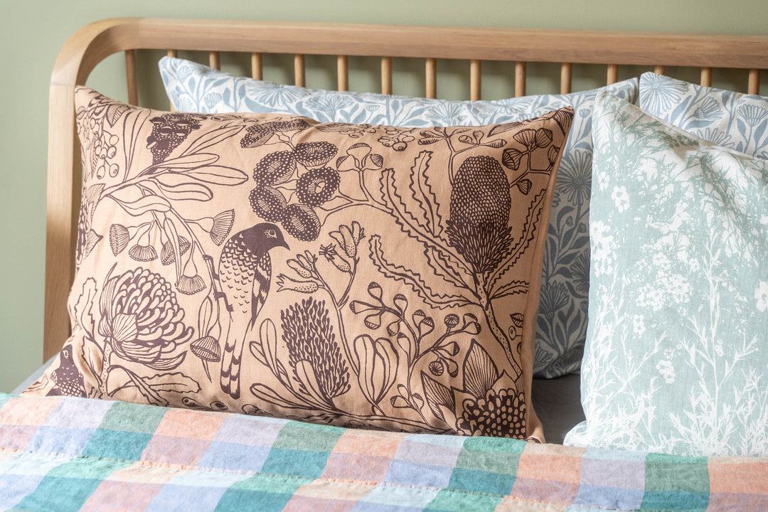Linen Pillowcase - Botanica on Terracotta