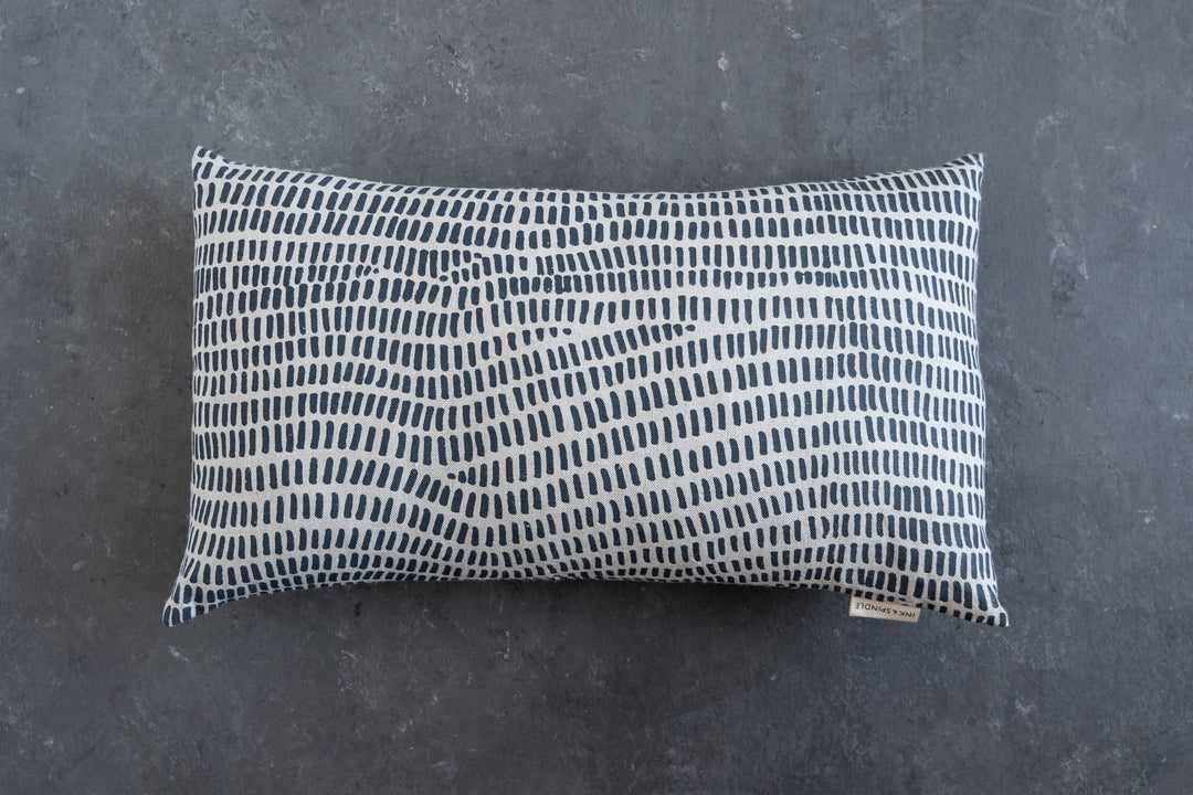 hand screen printed linen rectangle cushion – grass design – australian made