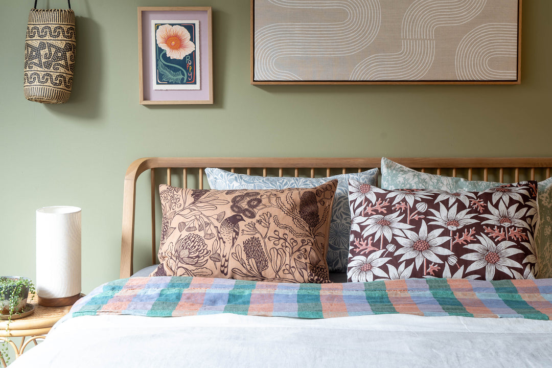 Linen Pillowcase - Botanica on Terracotta