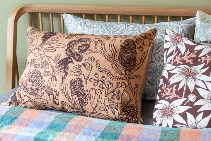 Linen Pillowcase - Botanica on Terracotta