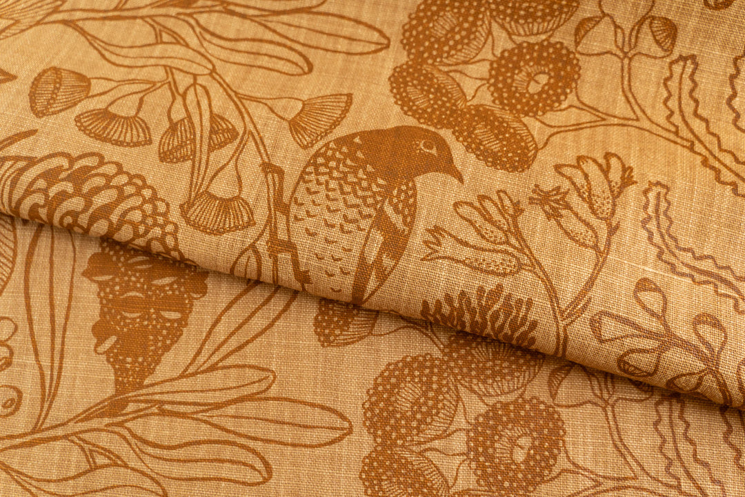 hand screen printed linen yardage – botanica design – australian made