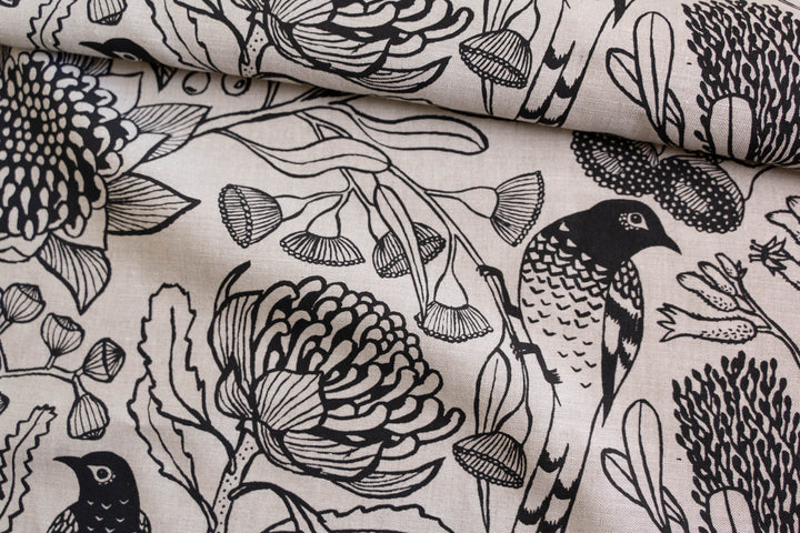 hand screen printed linen yardage – botanica design – australian made