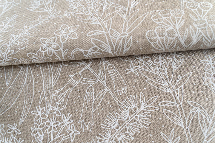 hand screen printed linen yardage – merri-creek design – australian made