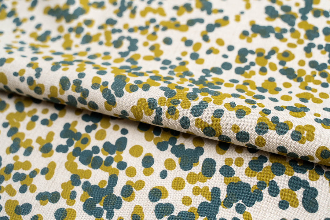 hand screen printed linen yardage – spotted-quoll design – australian made