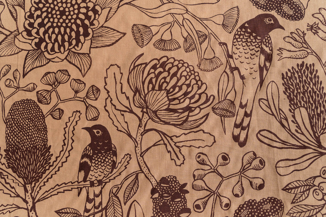 hand screen printed linen yardage – botanica design – australian made