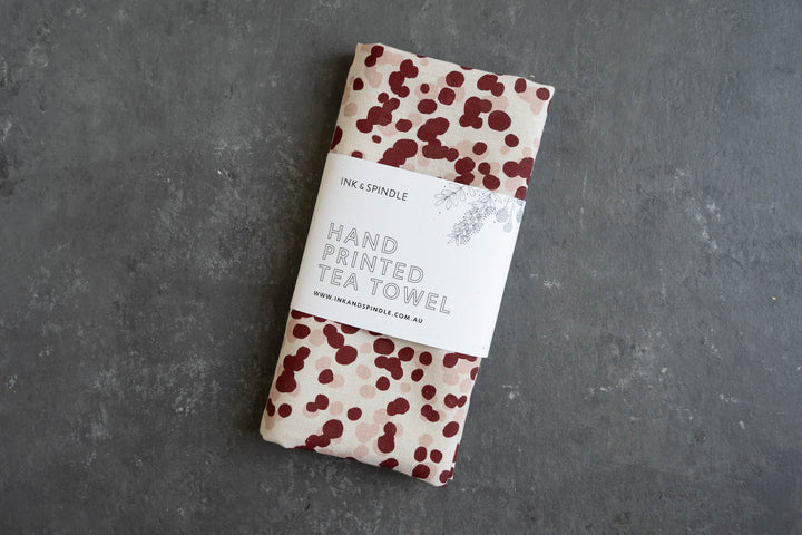 hand screen printed linen homewares – spotted-quoll design – australian made