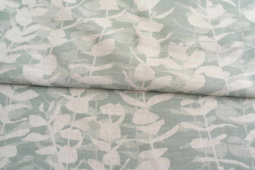 hand screen printed linen yardage – eucalyptus design – australian made