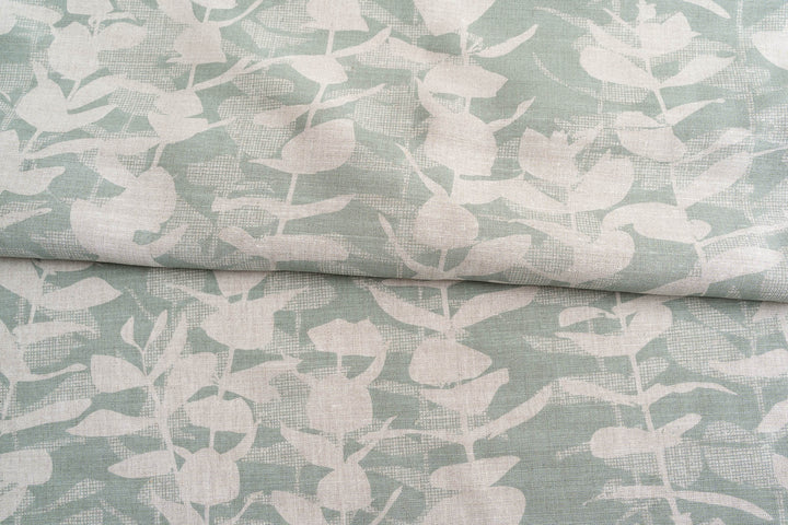 hand screen printed linen yardage – eucalyptus design – australian made