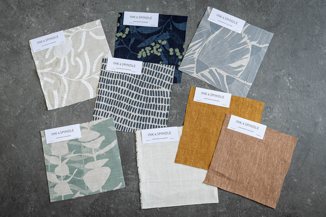 hand screen printed linen textile – australian made