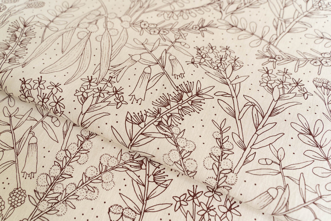 hand screen printed linen yardage – merri-creek design – australian made