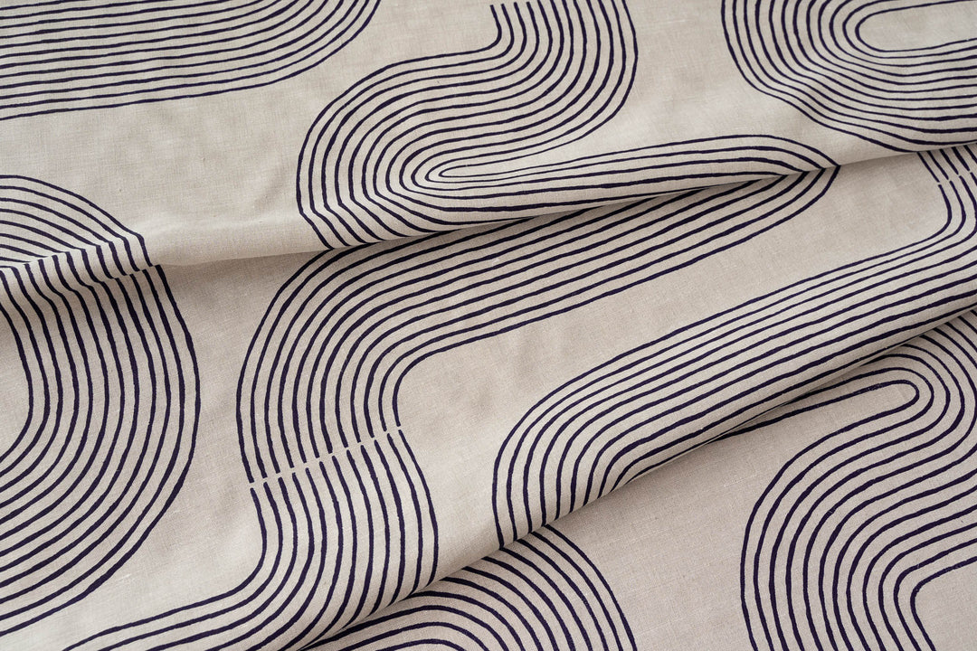 hand screen printed linen yardage – riverbend design – australian made