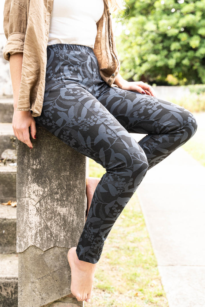 Leggings - Golden Wattle in Black