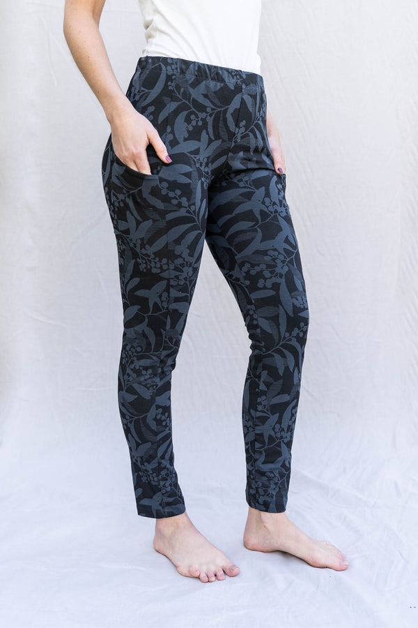 Leggings - Golden Wattle in Black