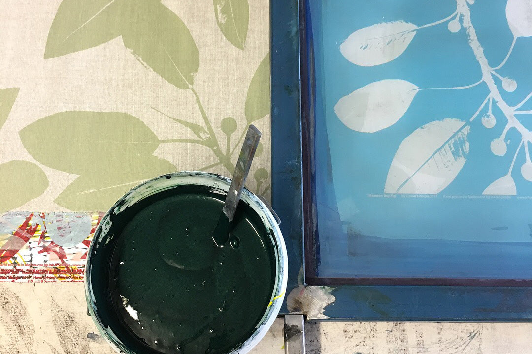 hand screen printed linen sample – australian made