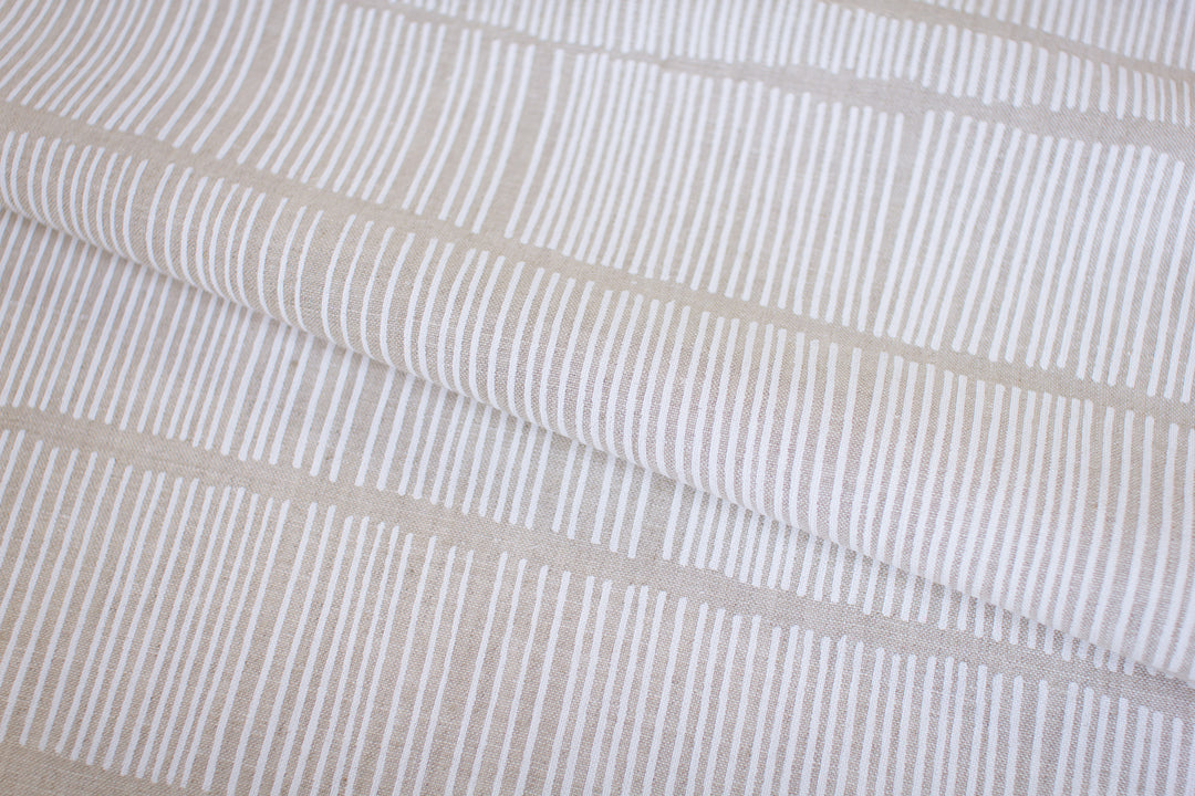 hand screen printed linen yardage – sticks design – australian made