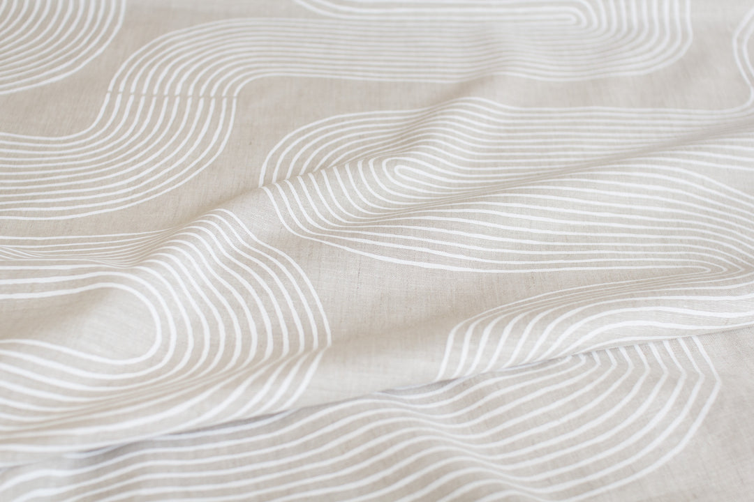 hand screen printed linen yardage – riverbend design – australian made