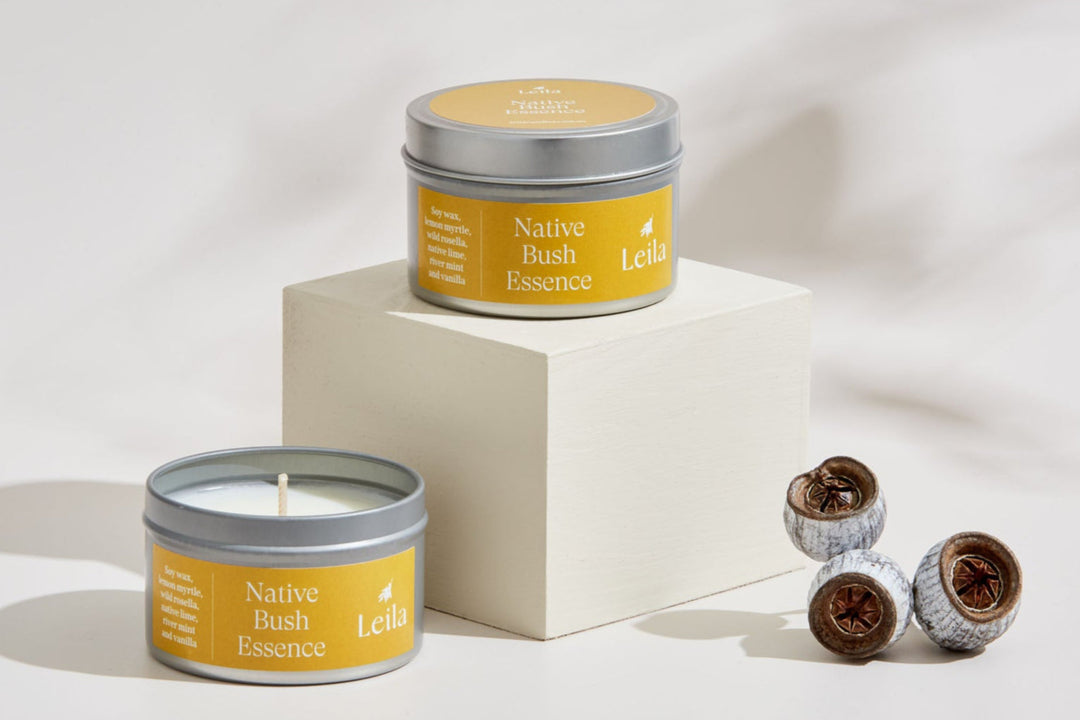 hand screen printed linen candles – australian made